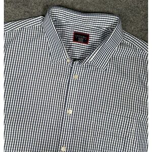 Untuckit Men Size 2XL Cappellano Shirt Short Sleeve Blue Gingham Check